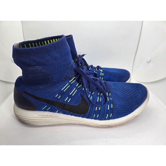 Nike LunarEpic Flyknit Shoes Mens 12 Blue Running Athletic Workout Gym Sneakers - Picture 1 of 8